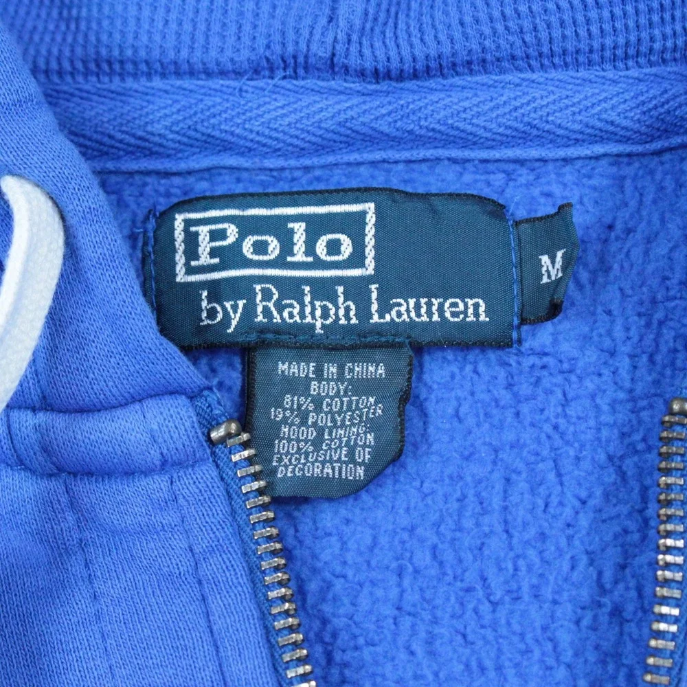 Polo Ralph Lauren Hoodie Mens Medium Full Zip Orange Pony Logo Cotton Fleece